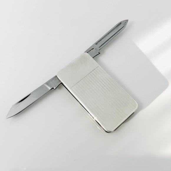 Tiffany & Co Machine Turned Pin Stripe Engravable ID Money Clip Pocket Knife