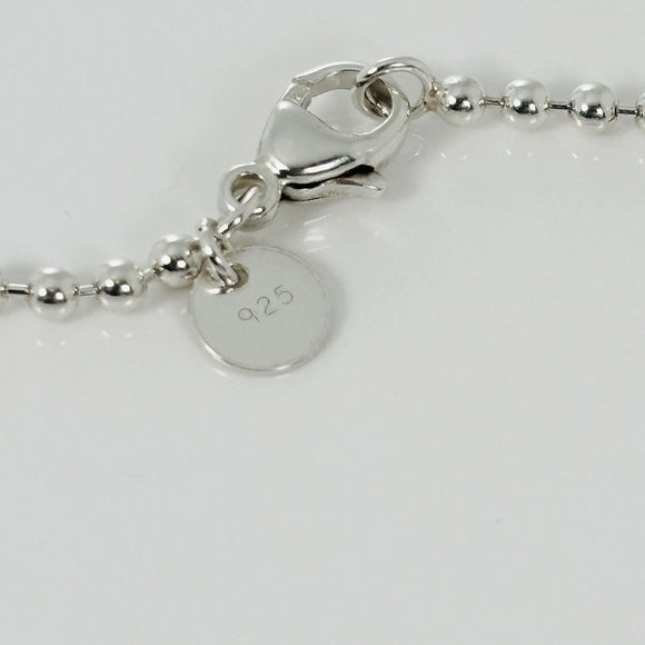 24" Tiffany T&CO Dog Tag Pendant Necklace on Bead Chain in Black Titanium and Silver