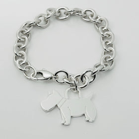 8" Tiffany Scottie Dog Tag Pet Charm Bracelet in Sterling Silver