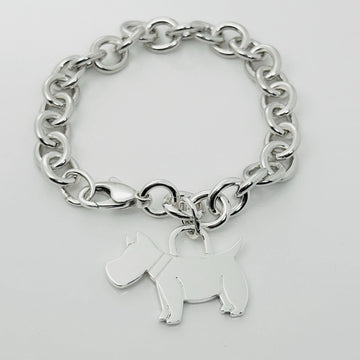 8" Tiffany Scottie Dog Tag Pet Charm Bracelet in Sterling Silver