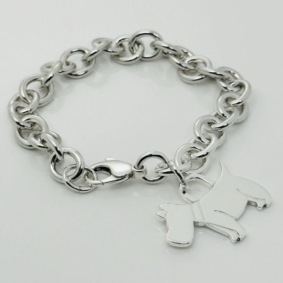 8" Tiffany Scottie Dog Tag Pet Charm Bracelet in Sterling Silver