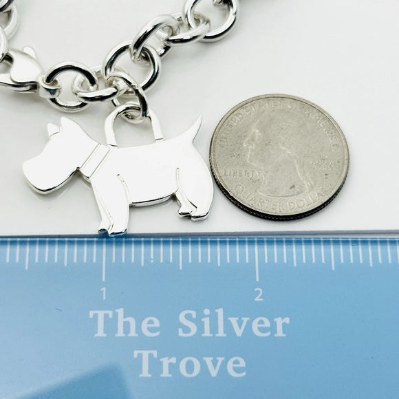 8" Tiffany Scottie Dog Tag Pet Charm Bracelet in Sterling Silver