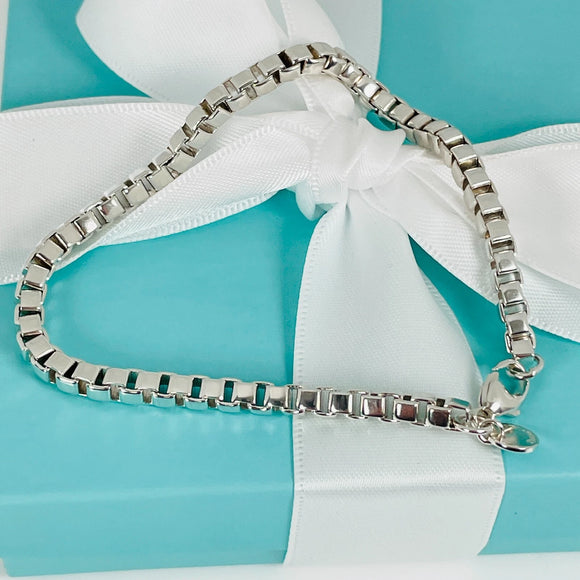 Medium 7.5" Tiffany & Co Venetian Box Link Bracelet Mens Unisex