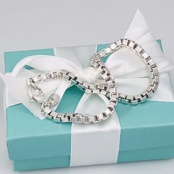 Medium 7.5" Tiffany & Co Venetian Box Link Bracelet Mens Unisex