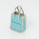Tiffany & Co Blue Enamel Shopping Gift Bag Charm Pendant in Sterling Silver-1
