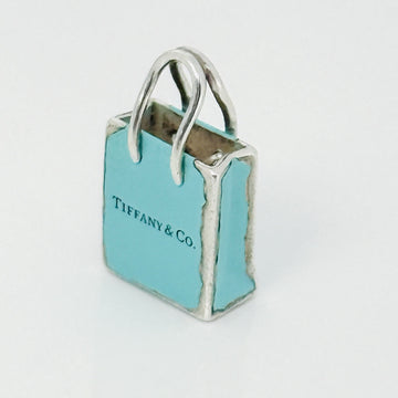 Tiffany & Co Blue Enamel Shopping Gift Bag Charm Pendant in Sterling Silver - 0