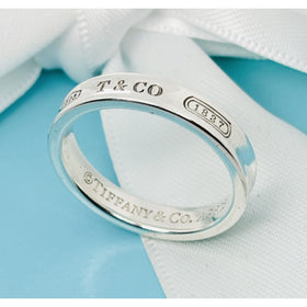 Size 10 Tiffany & Co 1837 Ring Narrow Concave in Sterling Silver Mens Unisex