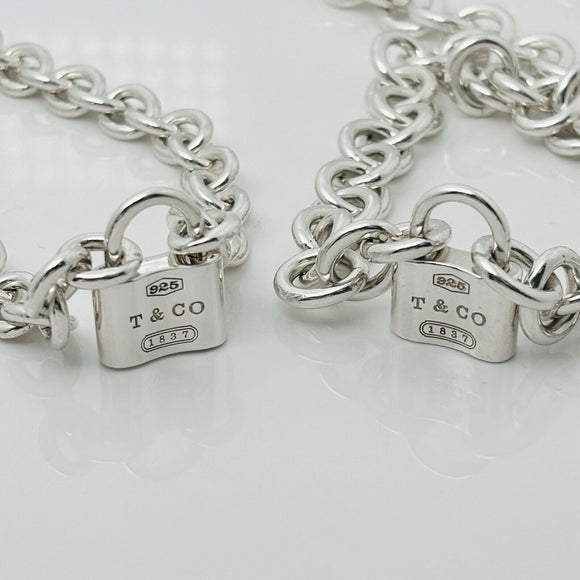 Tiffany Double 1837 Padlock Stacked Rolo Chain Necklace in Sterling Silver