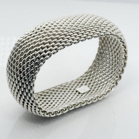 Large 8" Tiffany & Co Extra Wide Somerset Mesh Bangle Bracelet