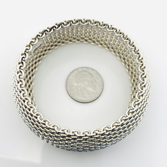 Large 8" Tiffany & Co Extra Wide Somerset Mesh Bangle Bracelet