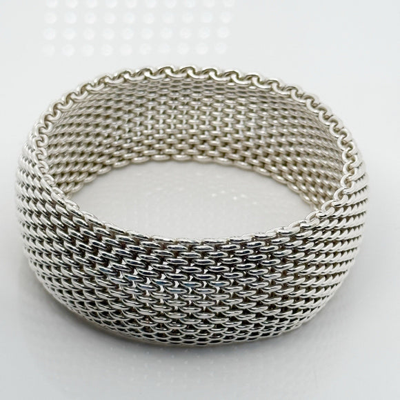 Large 8" Tiffany & Co Extra Wide Somerset Mesh Bangle Bracelet