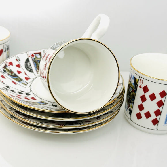 1 Set Tiffany & Co Espresso Expresso Demitasse Cup Poker Playing Cards Deck Game