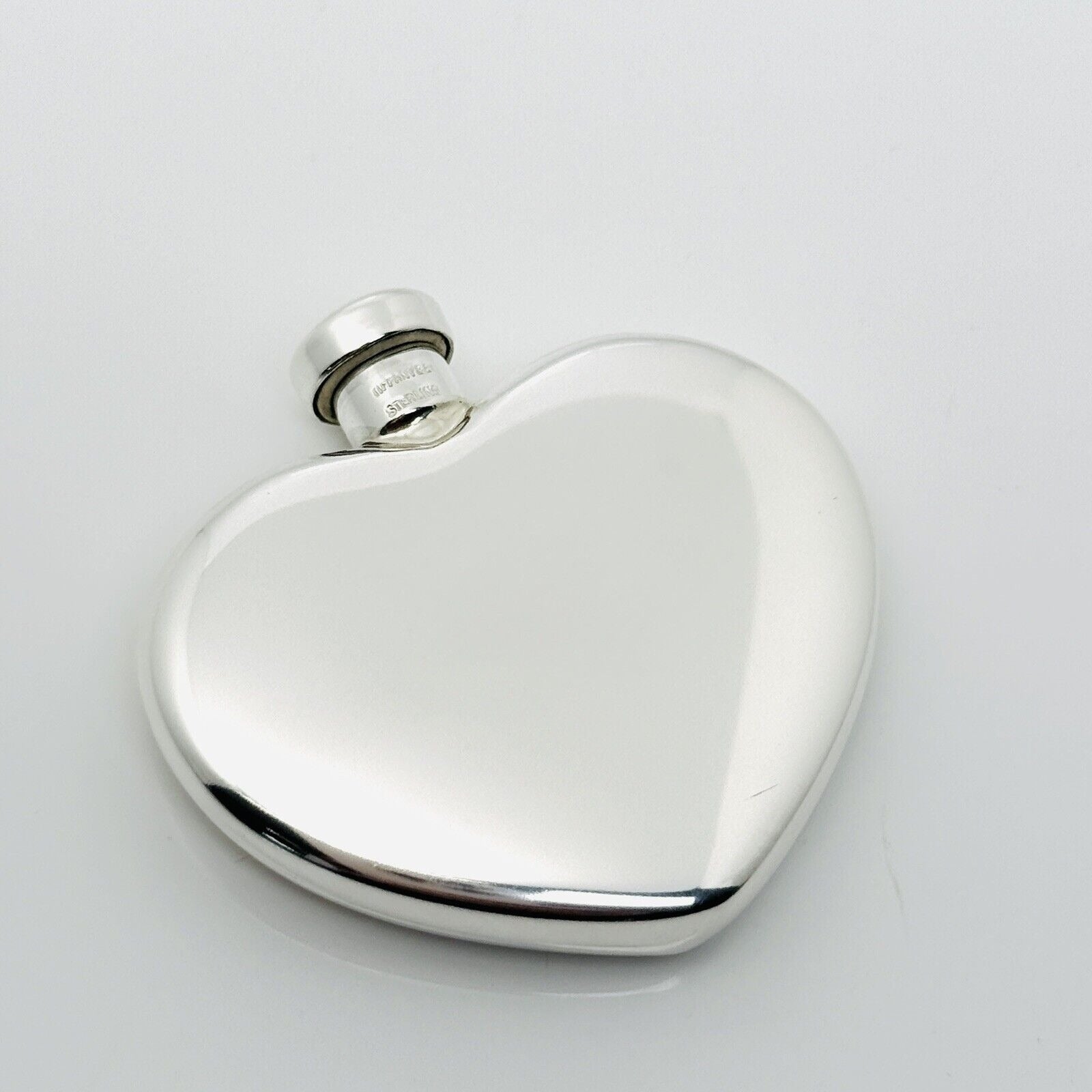 Vintage Tiffany Heart Perfume Flacon Bottle Funnel in Silver with Storage Box