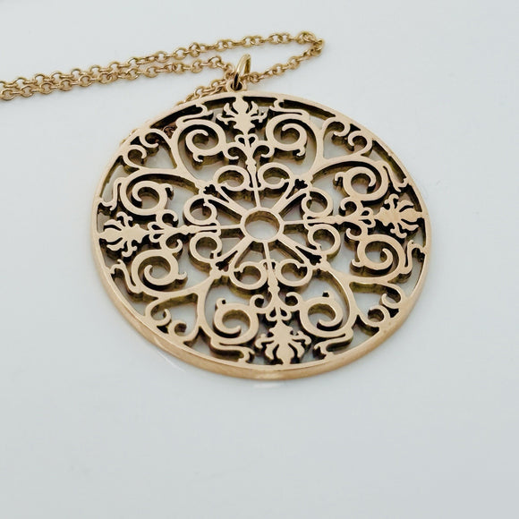 20" Tiffany Large Rubedo Enchant Filigree Round Pendant Necklace and Chain