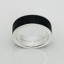 Size 13 Tiffany & Co mens Unisex Midnight Black Coin Edge Titanium and Silver Ring-2
