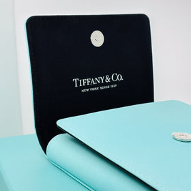 Tiffany Blue Leather Folding Necklace Presentation Blue Travel Storage Lux Pouch
