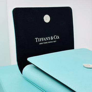 Tiffany Blue Leather Folding Necklace Presentation Blue Travel Storage Lux Pouch