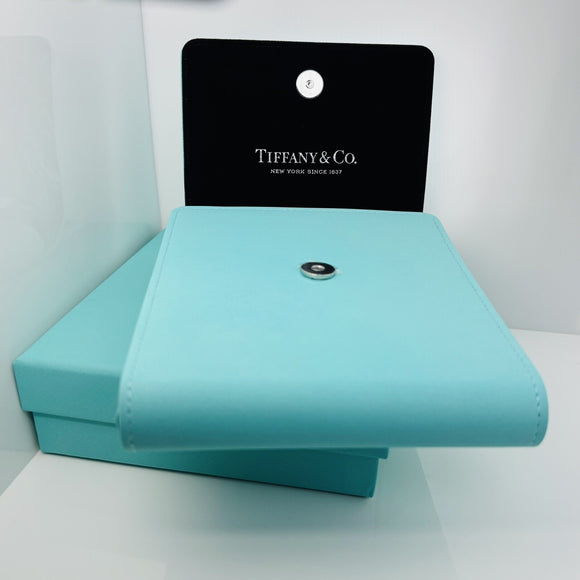 Tiffany Blue Leather Folding Necklace Presentation Blue Travel Storage Lux Pouch