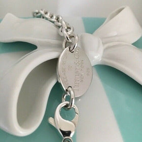 15.5" Please Return To Tiffany New York Oval Tag Choker Necklace in Silver - 0