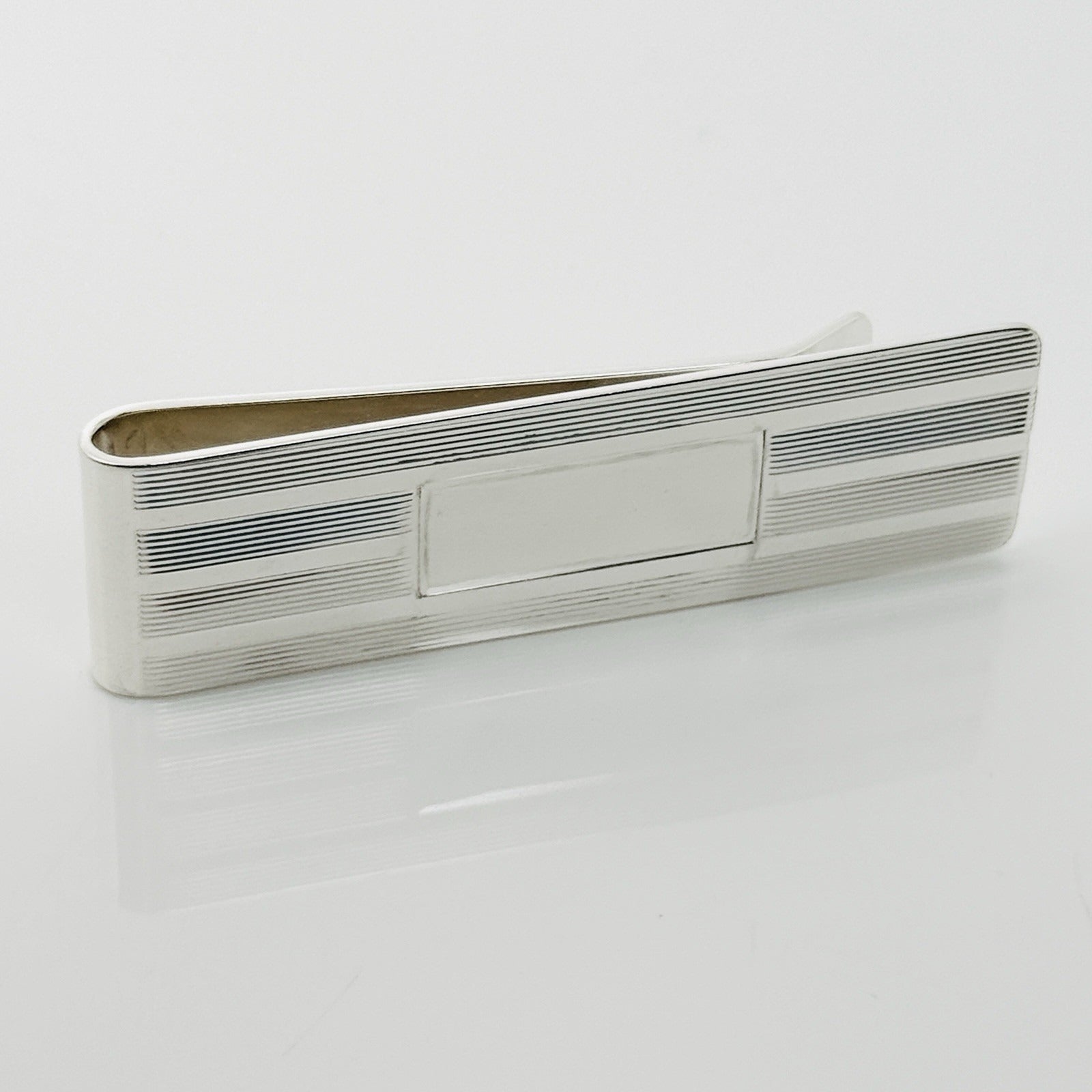 Tiffany & Co Machine Turned Pin Stripe Engravable ID Money Clip in