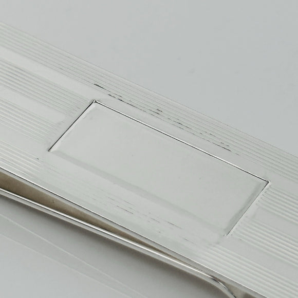 Tiffany & Co Machine Turned Pin Stripe Engravable ID Money Clip in Silver