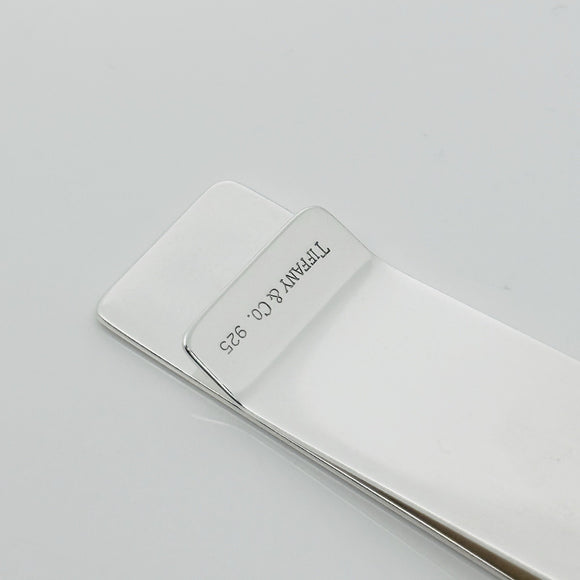 Tiffany & Co Machine Turned Pin Stripe Engravable ID Money Clip in Silver