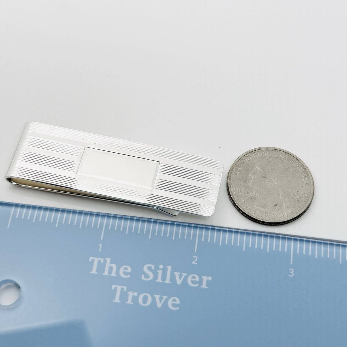 Tiffany & Co Machine Turned Pin Stripe Engravable ID Money Clip in  display picture 1