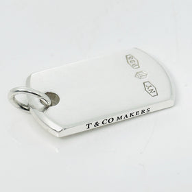 Tiffany & Co Makers NY Dog Tag Pendant in 925 Sterling Silver