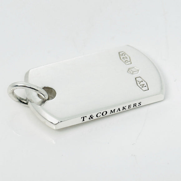 Tiffany & Co Makers NY Dog Tag Pendant in 925 Sterling Silver