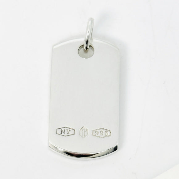 Tiffany & Co Makers NY Dog Tag Pendant in 925 Sterling Silver