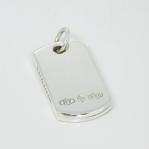 Tiffany & Co Makers NY Dog Tag Pendant in 925 Sterling Silver