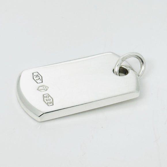 Tiffany & Co Makers NY Dog Tag Pendant in 925 Sterling Silver