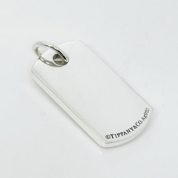 Tiffany & Co Makers NY Dog Tag Pendant in 925 Sterling Silver
