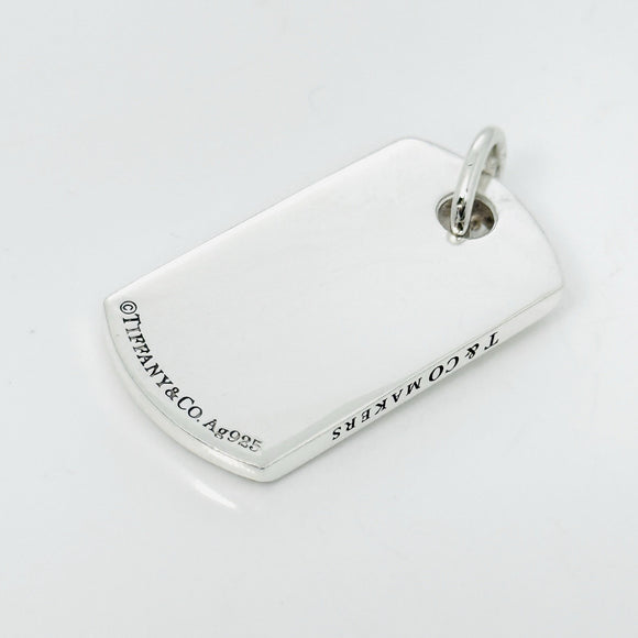 Tiffany & Co Makers NY Dog Tag Pendant in 925 Sterling Silver