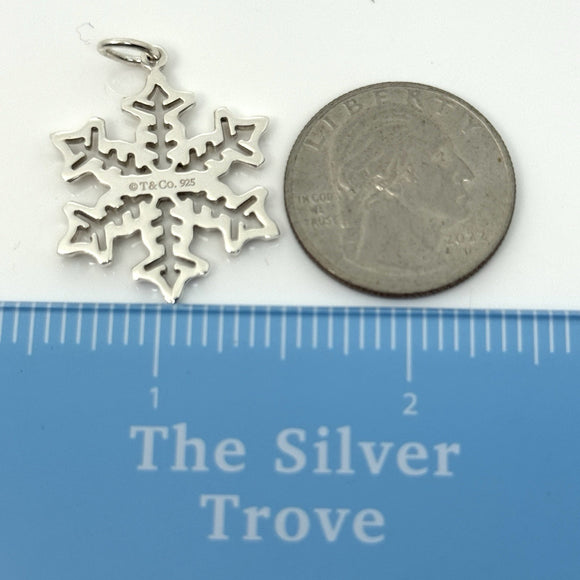 Tiffany & Co. Large 1" Snowflake Charm or Pendant in 925 Sterling Silver