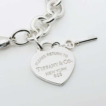 Large 8.25" Please Return to Tiffany Heart Tag Charm Bracelet with Key - 0