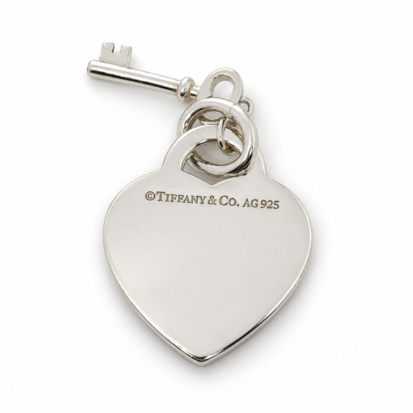 Tiffany & Co Mom Heart Tag with Key Charm or Pendant in Sterling Silver