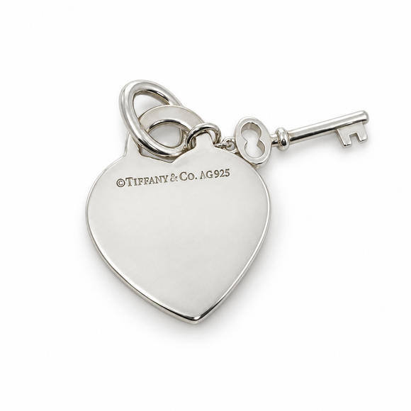 Tiffany & Co Mom Heart Tag with Key Charm or Pendant in Sterling Silver