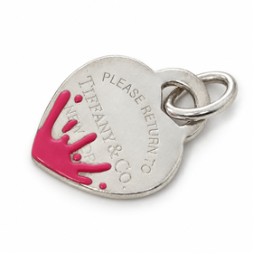 Return to Tiffany & Co Pink Enamel Color Splash Heart Tag Pendant Charm - 0