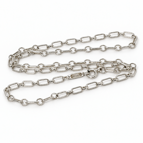 Tiffany & Co. 16" Elongated Round Oval Link Rolo Chain Necklace in 925 Silver