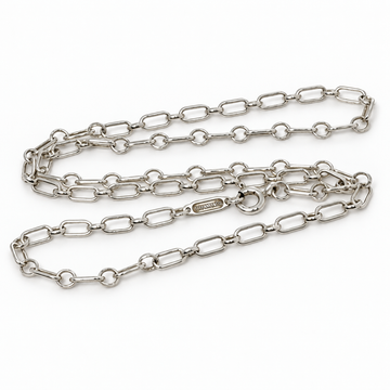 Tiffany & Co. 16" Elongated Round Oval Link Rolo Chain Necklace in 925 Silver