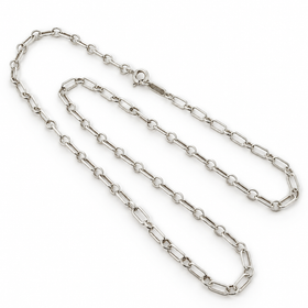 Tiffany & Co. 16" Elongated Round Oval Link Rolo Chain Necklace in 925 Silver - 0