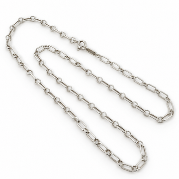 Tiffany & Co. 16" Elongated Round Oval Link Rolo Chain Necklace in 925 Silver - 0
