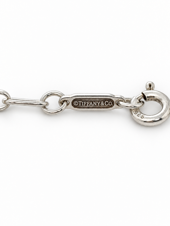Tiffany & Co. 16" Elongated Round Oval Link Rolo Chain Necklace in 925 Silver