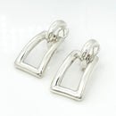 Tiffany & Co Silver Sculptural Open Rectangle Statement Earrings Italy 2002-1