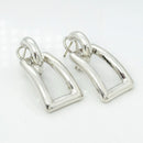Tiffany & Co Silver Sculptural Open Rectangle Statement Earrings Italy 2002-2