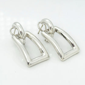 Tiffany & Co Silver Sculptural Open Rectangle Statement Earrings Italy 2002 - 0