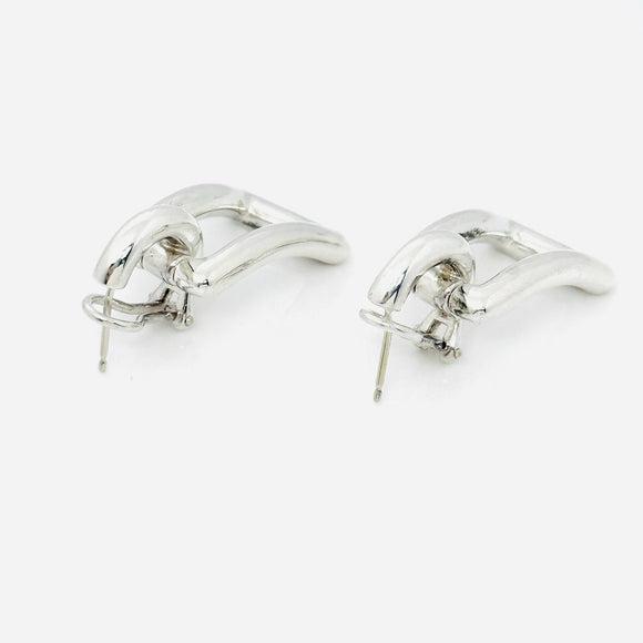 Tiffany & Co Silver Sculptural Open Rectangle Statement Earrings Italy 2002