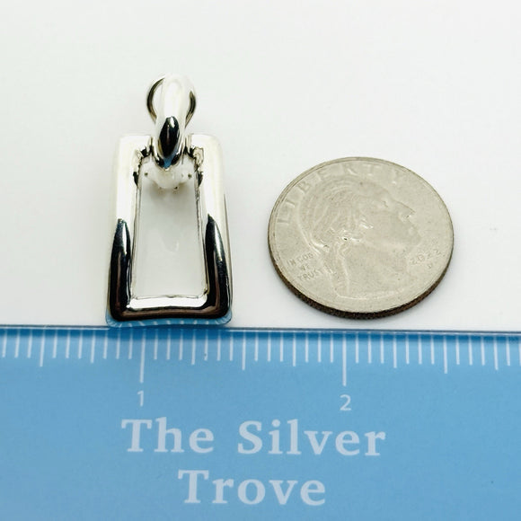 Tiffany & Co Silver Sculptural Open Rectangle Statement Earrings Italy 2002