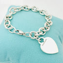 SMALL 6.5" Tiffany Charm Bracelet in Sterling Silver Classic Blank Heart Tag-1